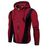 Costumes Garçon D Honneur Costume Homme Automne et Hiver Plus Velours Auto-Culture Couture Veste Pantalon Costume Pull à Capuche Pantalon Pull en Cachemire Lavable pour Homme (Red, L)