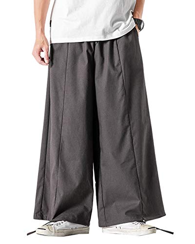 Sunma Men's Harem Pants Casual Lightweight Wide Leg Baggy Bloomers Trousers for Dancing,Yoga,Beach Grey