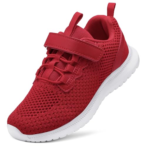 RUNSIDE Kids Shoes, Boys Girls Sneakers Lightweight Athletic Walking/Running Tennis Shoes(Toddler/Little Kid/Big Kid) Red