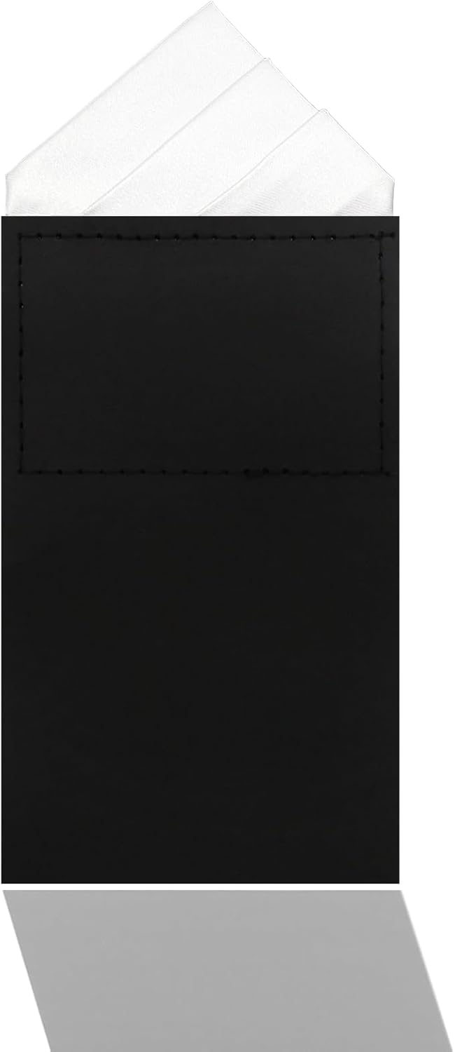 LJBFNN White Pocket Squares for Men Prefolded Mens Handkerchief on Cardboard, Suit Handkerchief for Jacket Tuxedo Shirt