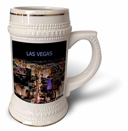 3dRose Las Vegas The Strip - Stein Mug, 18oz , 22oz, White