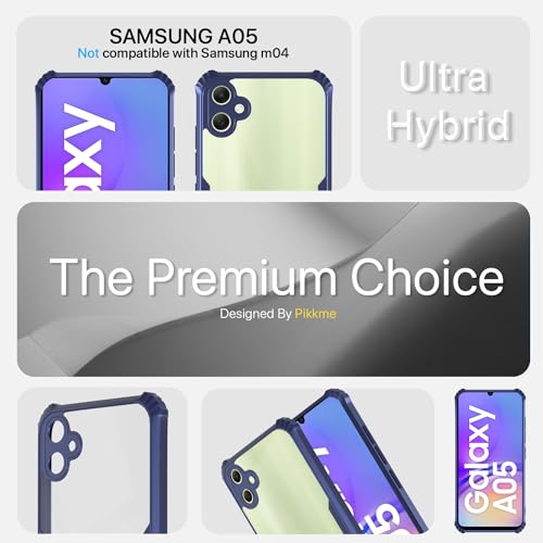Image of Pikkme Back Cover | Crystal Clear Transparent Back | Ultra Hyrbid | Full Camera Protection | Raised Edge | Bumper Back Case for Samsung Galaxy A05 / M05 / F05 (Blue)