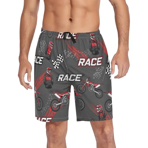 J JOYSAY Motorcycle Race Red Pajama Shorts Mens Lounge Sleep Shorts Super Soft Men Pajama Bottoms