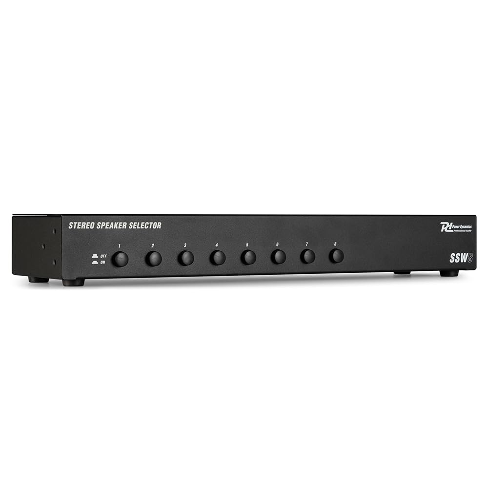 Power Dynamics SSW8 - Selector de audio para altavoces, controla 8 parejas de altavoces, instalación fácil, sin alimentación externa, compatible con altavoces 4-16 Ohmios, Máx.100W por canal