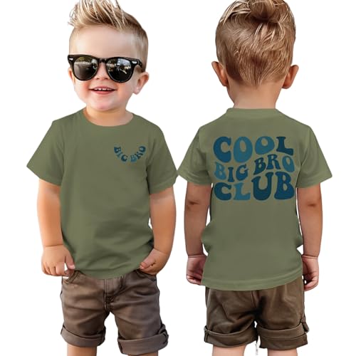 T-shirts cool big bro club manches courtes vert kaki, tenue d'été pour garçon 5-6 ans
