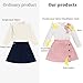 Toddler Girl Plaid Outfits Fall Winter Dress Knit Ribbed Bow Sweatshirt Tops and Button Fashion Skirts Set（White+Pink,6Y