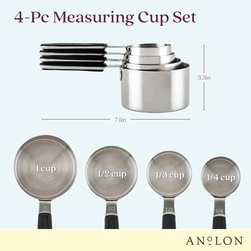 Anolon SureGrip Tools and Gadgets Magnetic Measuring Cup Set, Stackable, 4 Piece, Stainless Steel by Anolon - Used condition - Image 2