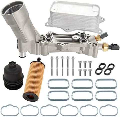 926-959 Aluminum Engine Oil Filter Housing Oil Cooler Kit with Gaskets & Sensors Compatible with 2011-2016 Chrysler Dodge Avenger Journey Jeep Wrangler Ram Promaster 3.6L