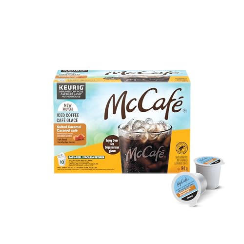 McCafe Salted Caramel Iced Coffee, Dark Roast, K-Cup Coffee Pods, 10 Count