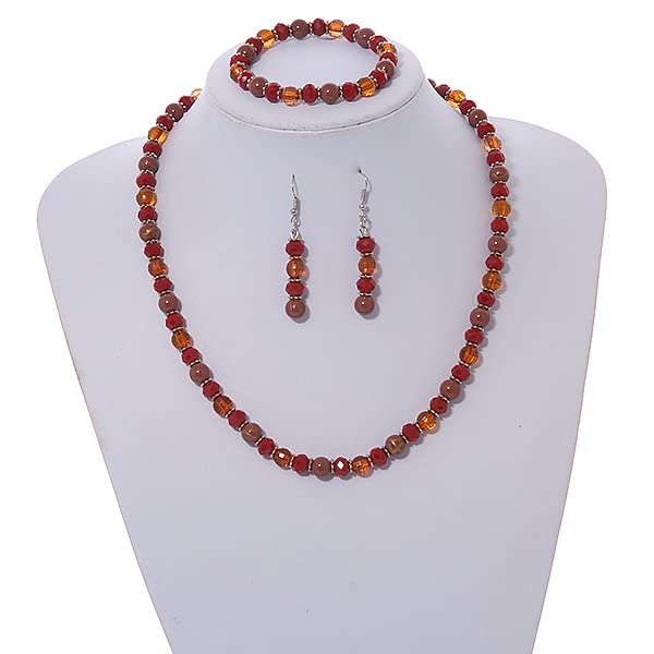 Set de collar, pendientes, pulsera y anillo ajustable cristal ámbar Avalaya 3