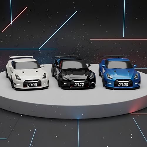 Image of Hyper Car Alarm Clock, Realistic Engine & Light Effects, Sports Car Ornament, Car Alarm Clock, with Crystal Clear LED Display Screen, for Interior Decoration and car Enthusiasts (White)