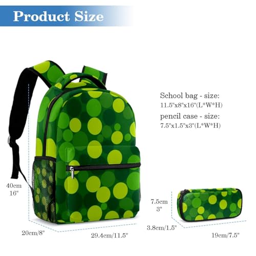 Sac à dos géométrique vert avec son cartable et sa trousse assortie - 2