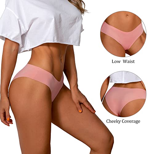 Image of SHARICCA Women Seamless Cheeky Bikini No Show Panties Ladies Invisible Breathable Briefs Soft Stretch Underwear Multi Pack