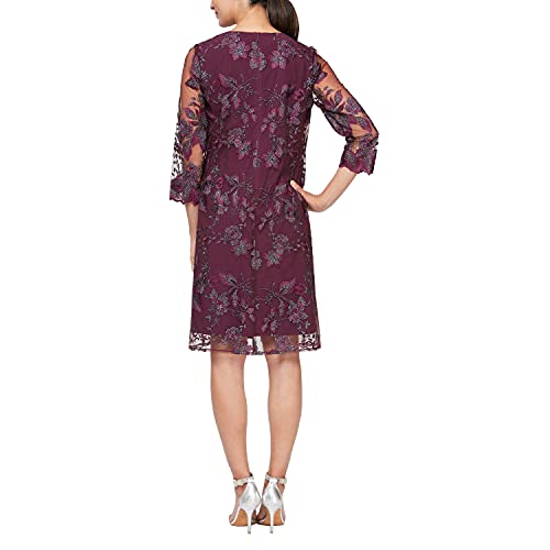 Image of Alex Evenings Womens Midi Scoop Neck Shift Dress with Jacket (Petite and Regular)