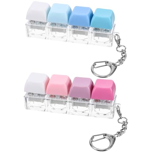Hpmjz 2 Pcs Keyboard Fidget Toy 4-Key Mechanical Fidgets Clicker Keychains Clicky Fidget Keyboard Keychain Portable Button Fidgets Gifts for Adults Men Women Bags Keys Office Work