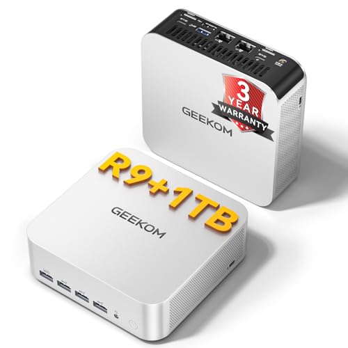 GEEKOM [2026 Multitasking Edition Mini PC AI A7 MAX with AMD Ryzen 9 7940HS(3-Year Coverage) 1TB SSD&16GB DDR5(Expandable) 8K Desktop Mini Computers for Home Office,Radeon 780M for Light Creation