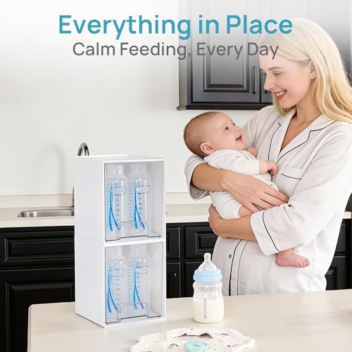 Image of Vtopmart 2 Pack Stackable Storage Drawers, Plastic Organizers Bins for Baby Bottles, Skincare, Beauty Supplies, Ideal for Vanity, Bathroom, Kitchen Countertop, Cabinet Orga