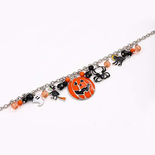Halloween Pumpkin Pendant Necklace Witch Cat Charms Necklace Party Ghost Long Chain Necklaces for Women4