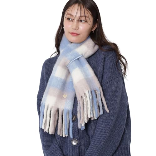 ボリュームマフラー ウール混 無地 チェック 52168 52169