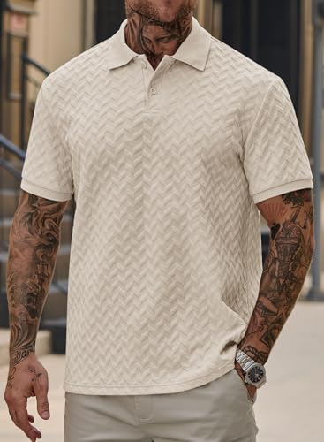 Men Textured Polo Shirts Casual Summer Short Sleeve Poloshirt (S-XXL)2