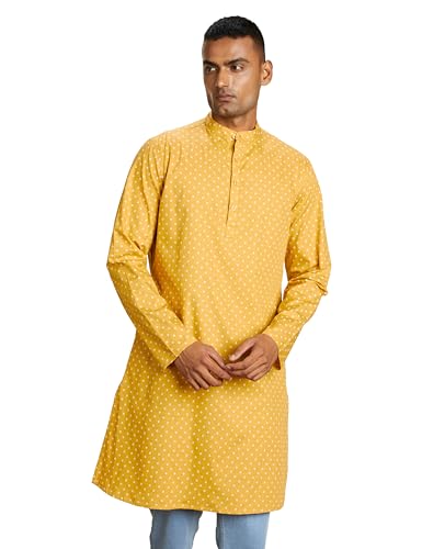 Image of Amazon Brand - Symbol Men Cotton Printed Long Kurta (Regular Fit)