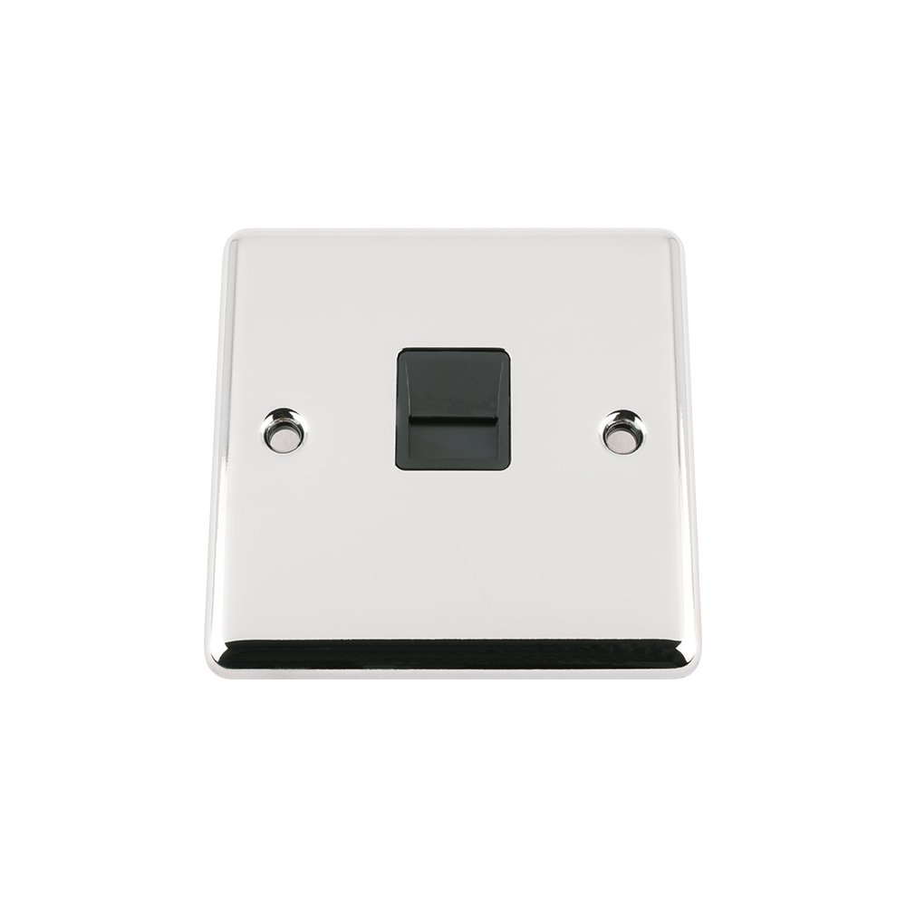 A5 Products TELCCBLM Master Telephone BT Plug Socket - Polished Chrome Classic - Black Insert