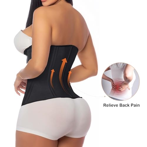 Image of SHAPERX Waist Trainer for Women Corset Shapewear Tummy Control Sport Workout Waist Cincher Body Shaper Zipper and Hooks