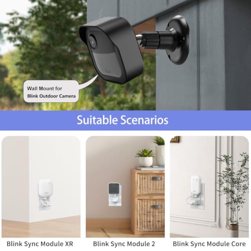 Image of 3 Pack Blink Camera Mount with Blink Sync Module Mount | Weatherproof Housing for Blink Outdoor 2K+ /Outdoor 4 Camera, 360 Degree Adjustable Mounting, Black
