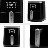Brookstone Air Fryer – 4.5 Qt, 1300W Large Capacity Fryer with LED Display, 8 Presets, Adjustable Temp, Oil-Free Kitchen Appliance for Baking, Roasting, Frying, Healthy Crispy Meals, Black