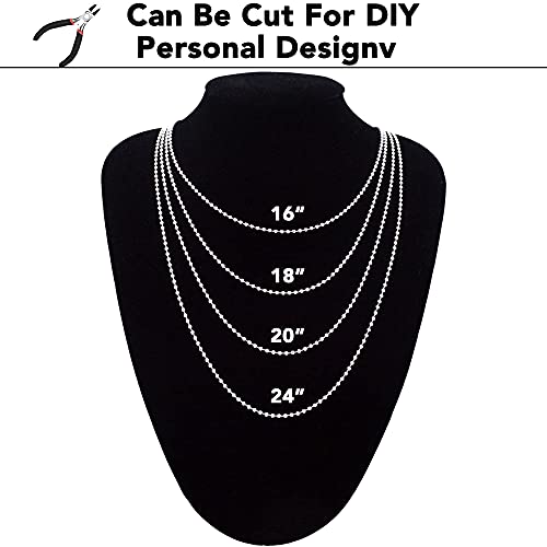 Jishi Steel Ball Chain Bead Dog Tag Chain Beaded Necklace Chains For Jewelry Making Bracelet Military Crafts, Silver Metal Pull Chain Small Ball Bead Chain Roll W/20 Connectors (Silver, 33Ft 1.5Mm) #TOP5