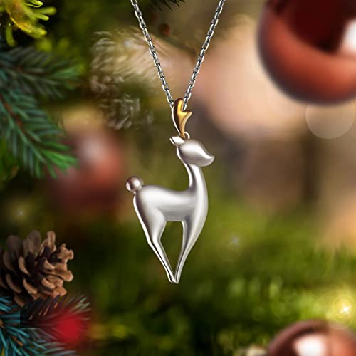 Collier pendentif argent sterling femme chaîne de pull faon