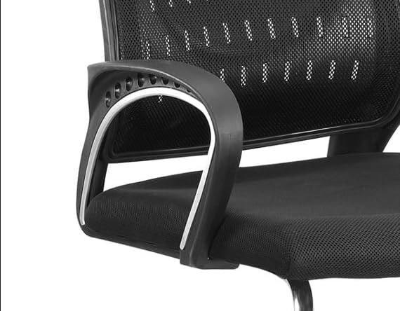 Image of KAZO Chairs Boom Medium Back Mesh Visitor Chair | Heavy Dutty Cantilever Frame | Office Visitor /Study /Sitting| Professional Look Ergonomic Chair (Black)