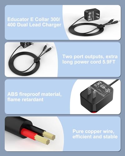 FGIEU Training Collars Charger compatible with Educator Series 300, 400, RX, FOB and BP-504 Barkless Training Collars. - Thumbnail 5