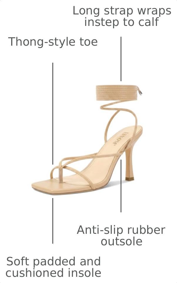 Image of ISNOM Lace Up Heels Sandals for Women - Square Open Toe, Stiletto High Heel