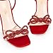 DREAM PAIRS Women's Double Bowknots Crystal Sandals Clear Slingback Heels Square Toe Shoes for Party Wedding Brielle,Size 7,Red-Satin,SDHS2389W