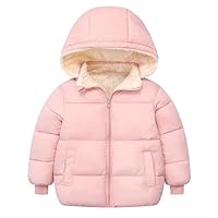 TUONROAD Size 5 Toddler Fleece Coats for Kids Girl Pink Hooded Down Jackets 4-5 Year Old Girl's Winter Padded Puffer Jacket Playwear 4t 5t Child Casual Outwear Windproof Clothing Party Outerwear