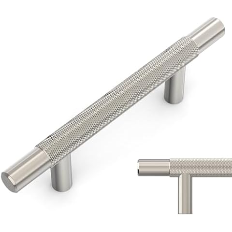Amerdeco 10 Pack Brushed Satin Nickel Knurled Cabinet Pulls 3 Inch Hole Centers Kitchen Cabinet Handles Hardware Kitchen Handles for Cabinets Handles IH0006… Cover
