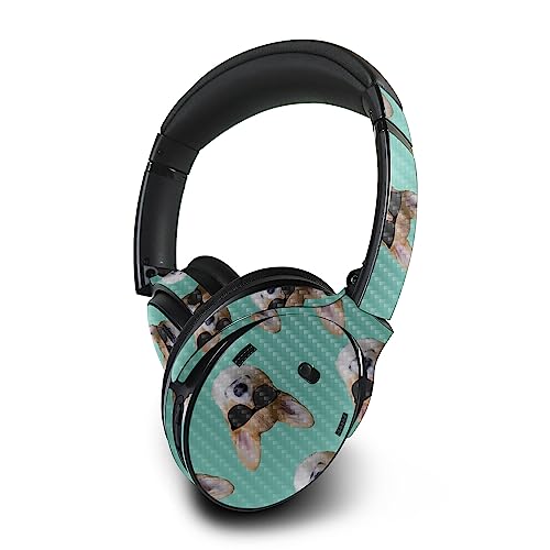 Image of MightySkins Carbon Fiber Skin Compatible with Bose QuietComfort 45 Headphones Cool Corgi | Protective, Durable Textured Carbon Fiber Finish | Easy to Apply | Made in The USA