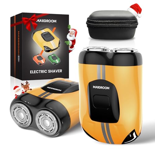 MAXGROOM Mini Rasoir Électrique Homme, Étanche IPX7 Rasoir Barbe Electriques Hommes avec Étui de Voyage, Têtes Flottantes, 8000RPM Mini Rasoir Magnétique pour Voyage, USB-C Charge 60 Min pour 120 Min