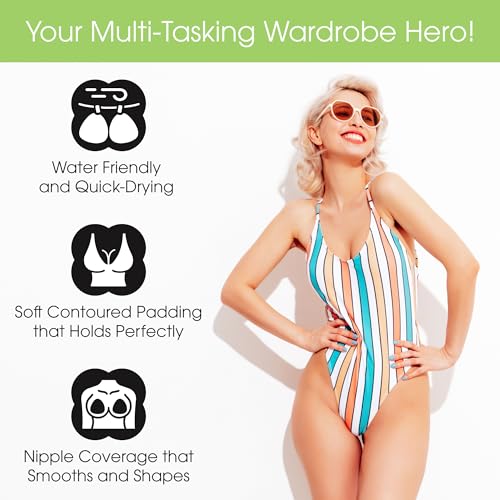 Double Scoop® Triangle Bra Inserts with Bonus Pack of Double-Sided Tape, Swim Bra Pads, Nipple Coverage A, B/C, D, DD+4