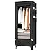 OPPAIYA Canvas Wardrobe, Temporary Wardrobe With Hanging Rails, 2 Shelves, 8 Side Bags & 2 drawer, 160 * 45 * 69cm Small Portable Fabric wardrobes for bedroom Cheap, Wardrobes with drawers - Black