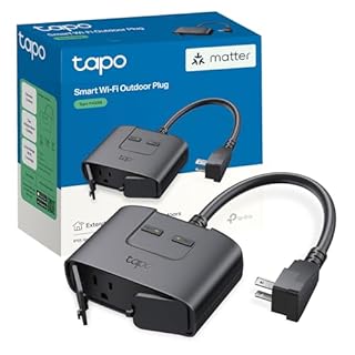TP-Link Tapo Matter Outdoor Smart Plug, 2 Individual Outlets, IP65 Weather Resistance, Works with Apple Home, Alexa, Google Home, Long Wi-Fi Range, 2.4G Wi-Fi Only, ETL Certified (Tapo P400M)