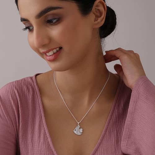 Image of TRUESILVER ACPL 925 Sterling Silver Pendant Necklace for Women | Elegant Charm Necklace | Contemporary Statement Jewelry | Birthday Anniversary Gift