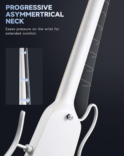 Image of Donner HUSH-X Electric Guitar Kit - Featherlight Travel Guitar with Easy Assemble Stands, Great for Travel and Practice, Mahogany Solid Body, Gig Bag, All Accessories, Metallic White