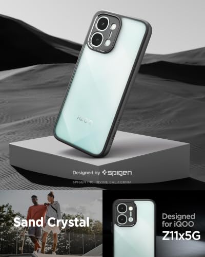 Image of Spigen Essential Sand Crystal Compatible with iQOO Z11x 5G /vivo T5x 5G /vivo Y51 Pro 5G Case [Transparent] [Black Bumper] iQOO Z11x 5G /vivo T5x 5G /vivo Y51 Pro 5G Back Cover | TPU+PC - Matte Black