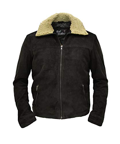 Walking Dead Season 7 Dead Rick Grime Dark Brown Real Suede Winter Leather Jacket
