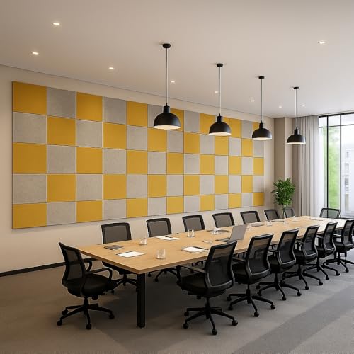 Image of MMT Acoustix Premium Felt Acoustic Panels for Offices, Bedrooms & Studios | Sustainable PET Felt Panels for Echo Reduction & Sound Absorption | 1x1 Ft, 9mm Thick | Harvest Exceptional - Pack of 16
