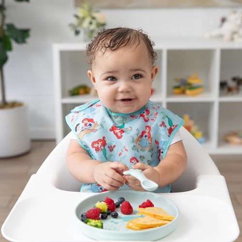 Bumkins Disney Baby and Toddler Plate and Spoon Set, Silicone Dish for Babies and Kids, Baby Led Weaning, Children Feeding Supplies, Microwave Safe, Platinum Silicone, Ages 6 Months Up, Princess Ariel - image 2