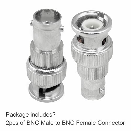 Image of MX BNC Connector with Fully Metal & Copper Plated having Golden Plated Pin RG58 Coaxial Cable Connectors (BNC Connector, BNC Male to Female Connector, Pack of 2)
