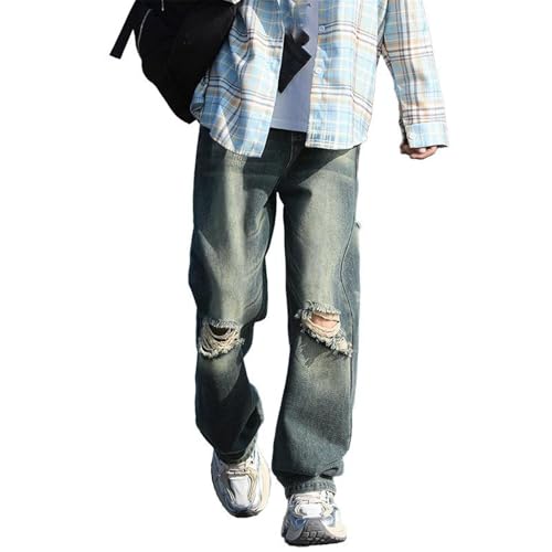 Men's Straight Loose Jeans Spring Autumn American Vintage Casual Long Pants